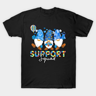 Gnomes Autism Awareness  Support Squad Blue Ribbon T-Shirt